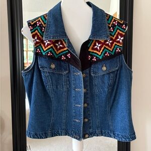ROPA Embroidered Denim Jean Vest